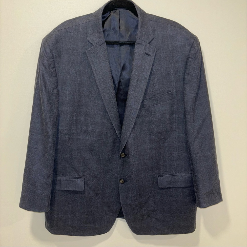 Lauren Ralph Lauren Men’s Silk Wool Blue Plaid Suit Jacket Professional Event